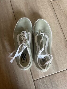 Vans Old Skool Low-Top Sneakers in Sage Green and White